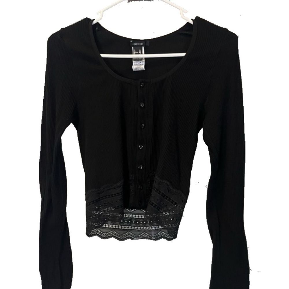 Forever 21 TOP Black Knit Ribbed